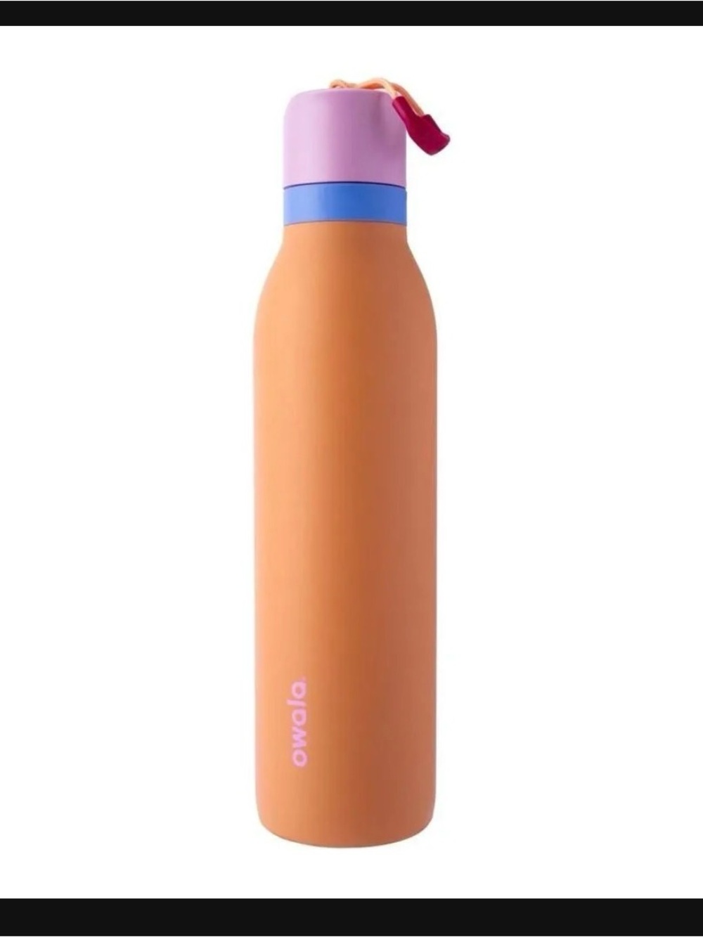 Owala Tangy Tango Orange Insulated Water Bottle with Pink Cap